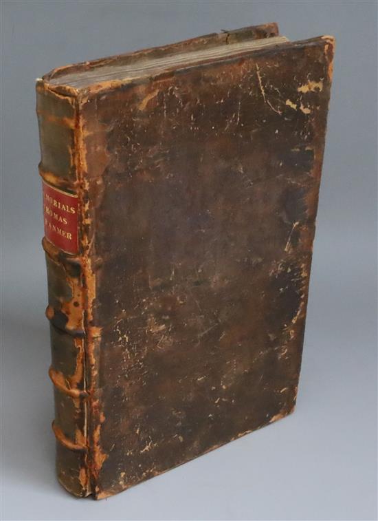 Strype, John - Memorials to the Most Reverend Father in God, Thomas Cranmer, 1st edition, folio, calf, upper